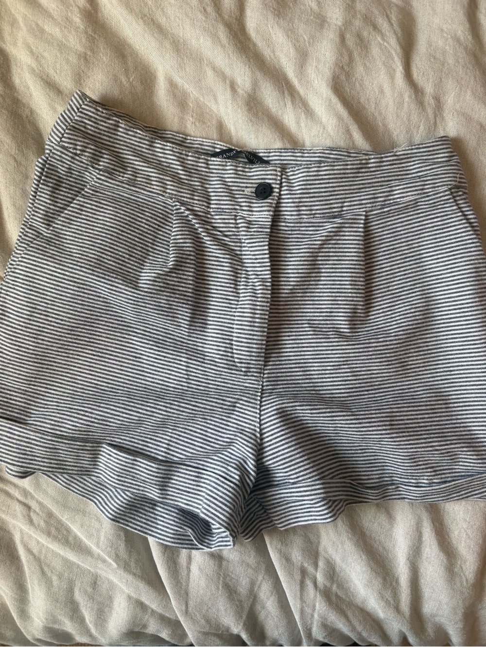Brandy Melville Striped Cotton Blend Women's Shorts - blue/White